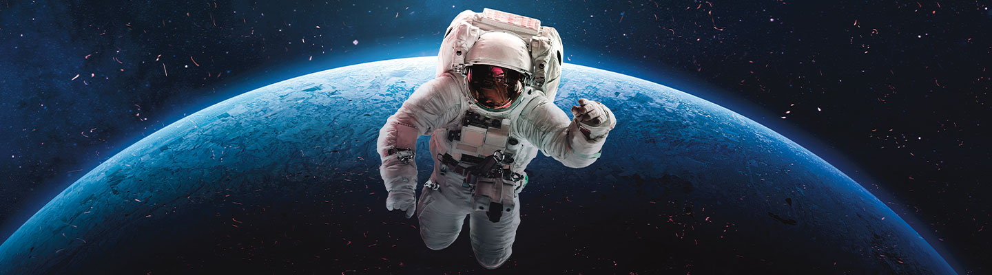 Image of astronaut in space with Earth in background