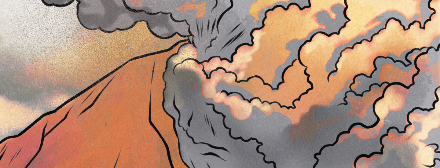 Illustration of Mt. St. Helens erupting